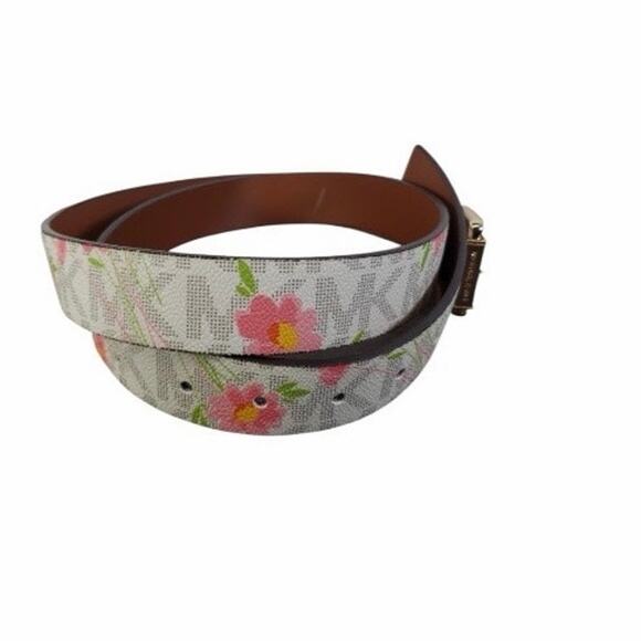 Michael Kors MK Logo Twist Reversible Floral Print Belt (44\